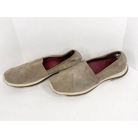 LL Bean Slip On Shoes Back Cove Stretch Nubuck Leather Comfort Outdoor Beige 8 - Picture 2 of 13